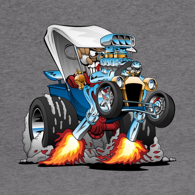 Custom T-bucket Roadster Hotrod Cartoon Illustration by hobrath